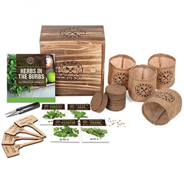 Indoor Herb Garden Starter Kit - Organic, Non GMO Herb Seeds ...