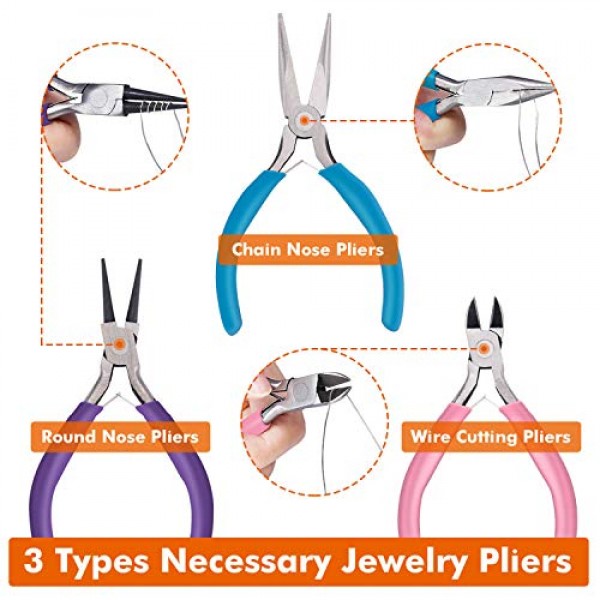 Jewelry Pliers Set Paxcoo 3pcs Jewelry Making Pliers Tools Kit Includes Needle Nose Pliers Round Nose Pliers Wire Cutters for Jewelry Making Suppl