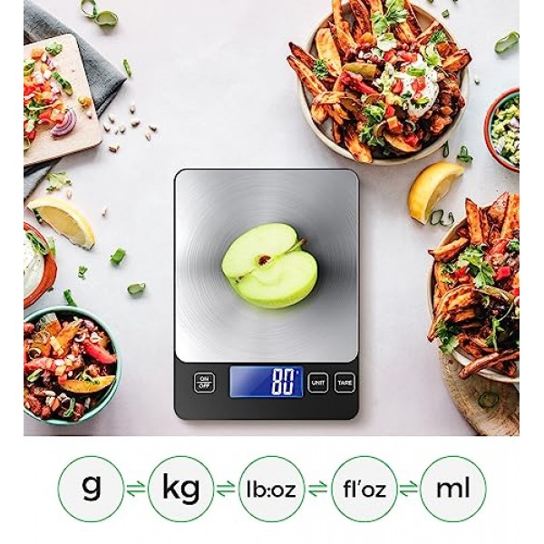 Dual Power Mode 33lb Load-Bearing】2 in 1 Digital Kitchen Scale for Meal Prep