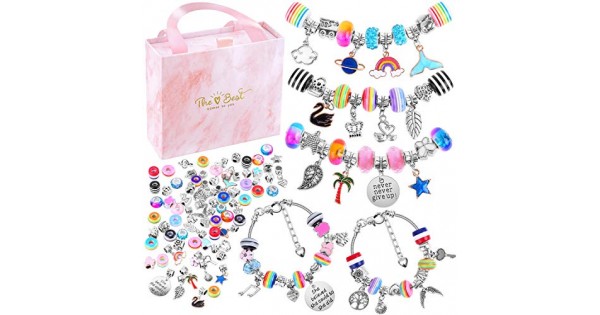 Bracelet Making Kit for Girls, Flasoo 85PCs 2024 Charm Bracelets Kit with Beads, Jewe