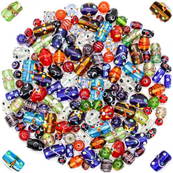 Half-Pound Glass Bead Mix 4-18mm Assorted Colors and Shapes Bulk Lot