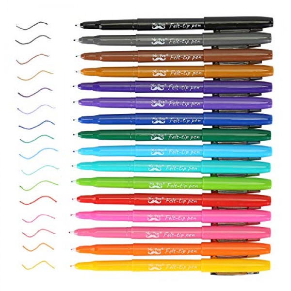  Mr Pen- Felt Tip Pens, 16 Pack, Assorted Colors, Colored Felt  Tip Pens, Felt Pens, Felt Tip Pens Fine Point, Felt Tip Markers, Marker Pens,  Fine Felt Tip Pens, Felt