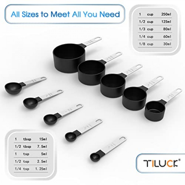  TILUCK Stainless Steel Measuring Cups & Spoons Set