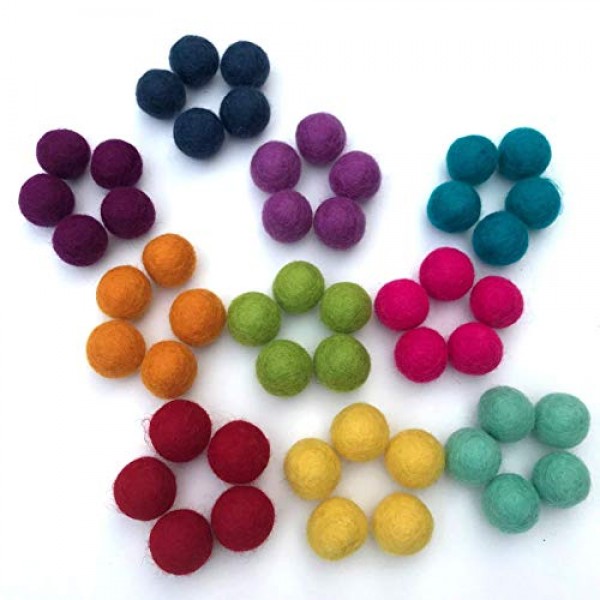 Wildflower by Hu Hands Rainbow Party - 100% Handmade Wool Felt Pom