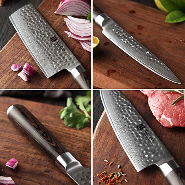  XINZUO 7PC Kitchen Knife Set with Block Wooden