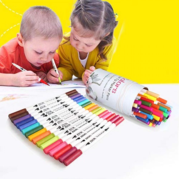 ZSCM Dual Brush Coloring Pens 60 Colors Art Markers Fine