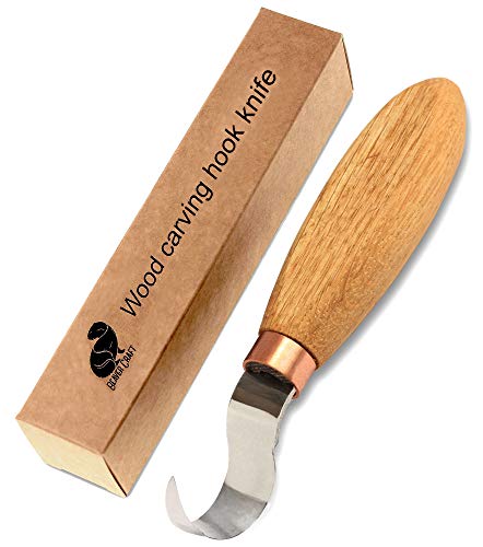 BeaverCraft Hook Knife SK2 Oak 1.2 Blade Wood Carving Spoon Knife