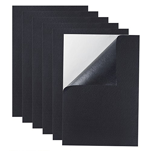 Caydo 6 Pieces Craft Black Adhesive Back Felt Sheets Fabric