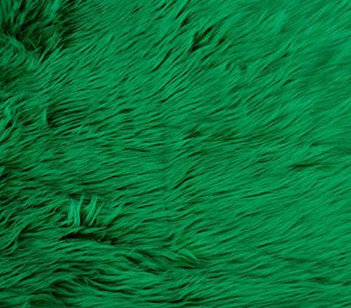 Faux Fake Fur Fabric Long Pile Solid Shaggy Kelly Green /