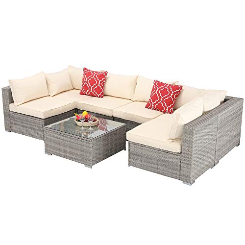 Furnimy 7 PCS Outdoor Patio Furniture Set Cushioned Sectional