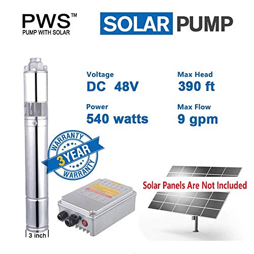 PWS 48V 540 Watts Stainless Steel 316 Submersible Solar Water ...